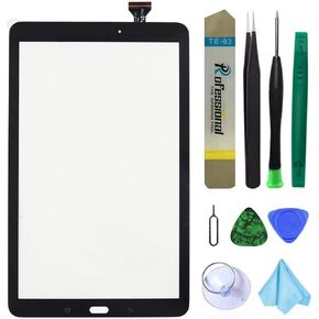 محول رقمي لشاشة اللمس الأصلية لهاتف Samsung Galaxy Tab A 10.1 بوصة 2016 T580 T585 SM-T580 SM-T585 لوحة استبدال زجاجية أمامية (لا تتضمن LCD) + لاصق مثبت مسبقًا + مجموعة أدوات (أسود) in Kuwait