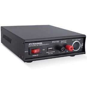 Pyramid-PSV150 Desktop Bench Power Supply, AC-to-DC Power Converter with USB Charge and Vehicle Cigarette Lighter Socket (12 Amp) - Black in Kuwait