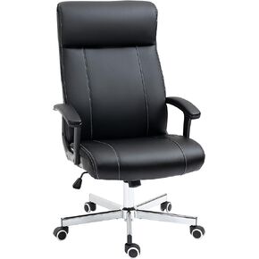 Vinsetto Executive Office Chair, PU Leather Computer Chair with 360 Degree Swivel Wheels, Adjustable Height, Tilt Function, Black in Kuwait