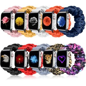 Fimpressiont 10 Packs Compatible with Apple Watch Bands Scrunchies 38mm 40mm 41mm 42mm 44mm 45mm 49mm Women Girls Cute Pattern Fabric Wristbands Straps Band for iWatch Ultra/Ultra 2 Series 9/8/7/6/5/4/3/2/1/SE in Saudi Arabia