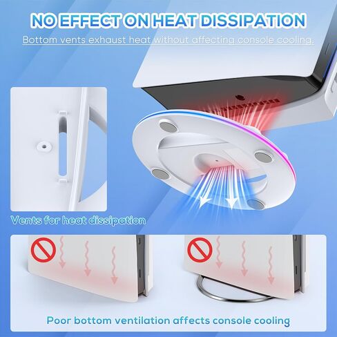 Auarte 2023 LED Vertical Stand for PS5 Slim Console Disc and Digital with 14 Light Mode, RGB Base Stand Replacement for Playstation 5 Slim Console with Screw ＆ USB Cable, White in Kuwait