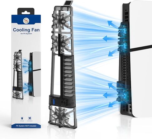 جراثيا مروحة تبريد لوحدة تحكم بلاي ستيشن 5 سليم، مروحة تبريد PS5 مع اضاءة LED RGB، سرعتان للمروحة، 3 مراوح صغيرة، منفذ USB 3.0 متوافقة مع بلاي ستيشن 5 الاصدار الرقمي والاقراص، LT2-0073 in Kuwait