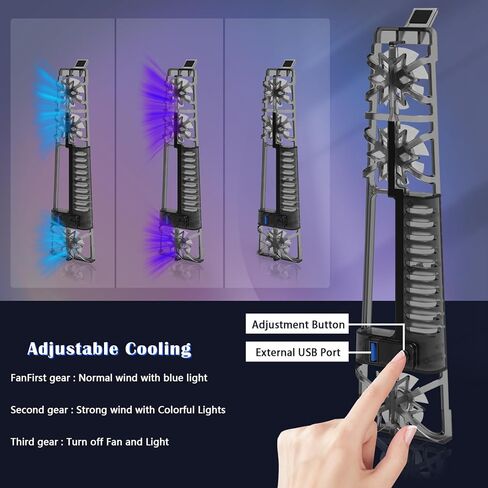 جراثيا مروحة تبريد لوحدة تحكم بلاي ستيشن 5 سليم، مروحة تبريد PS5 مع اضاءة LED RGB، سرعتان للمروحة، 3 مراوح صغيرة، منفذ USB 3.0 متوافقة مع بلاي ستيشن 5 الاصدار الرقمي والاقراص، LT2-0073 in Kuwait