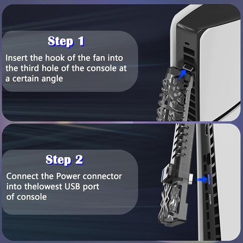 جراثيا مروحة تبريد لوحدة تحكم بلاي ستيشن 5 سليم، مروحة تبريد PS5 مع اضاءة LED RGB، سرعتان للمروحة، 3 مراوح صغيرة، منفذ USB 3.0 متوافقة مع بلاي ستيشن 5 الاصدار الرقمي والاقراص، LT2-0073 in Kuwait