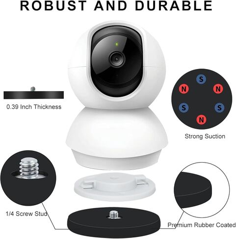 حامل الكاميرا المغناطيسي VVHOOY متوافق مع TP-Link Tapo C200/C210 Kasa EC70/ Kasa KC410S كاميرا داخلية/إمالة، حامل مغناطيسي للكاميرا بدون حفر، حامل مغناطيسي مطلي بالمطاط، مغناطيس النيوديميوم in Kuwait