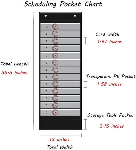 جدول جيب جدول يومي من Headif، جدول جدول جيب اللوازم المدرسية للفصل الدراسي 13+1 مخطط جيب أسود مع 18 بطاقة قابلة لإعادة الاستخدام، مخطط جدولة التعليم للمكتب المدرسي والمدرسة المنزلية (13 بوصة × 35.5 بوصة) in Kuwait
