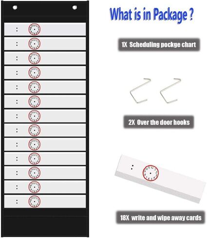 جدول جيب جدول يومي من Headif، جدول جدول جيب اللوازم المدرسية للفصل الدراسي 13+1 مخطط جيب أسود مع 18 بطاقة قابلة لإعادة الاستخدام، مخطط جدولة التعليم للمكتب المدرسي والمدرسة المنزلية (13 بوصة × 35.5 بوصة) in Kuwait