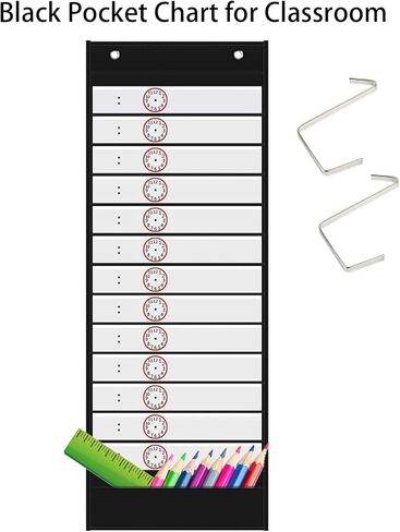 جدول جيب جدول يومي من Headif، جدول جدول جيب اللوازم المدرسية للفصل الدراسي 13+1 مخطط جيب أسود مع 18 بطاقة قابلة لإعادة الاستخدام، مخطط جدولة التعليم للمكتب المدرسي والمدرسة المنزلية (13 بوصة × 35.5 بوصة) in Kuwait