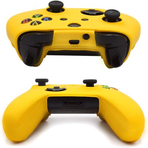 FOTTCZ Anti-Slip Soft Silicone Cover Skin Set for Microsoft Xbox One Controller which 1pcs Yellow Controller Skin + 8pcs Thumb Grip Caps in Saudi Arabia