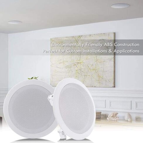 Pyle PDIC1661RD 6.5 Inch 200 Watt In Ceiling Wall Speakers 2 Way Flush Mount Home Indoor Stereo Speaker System Pair, White (2 Pairs) in Saudi Arabia