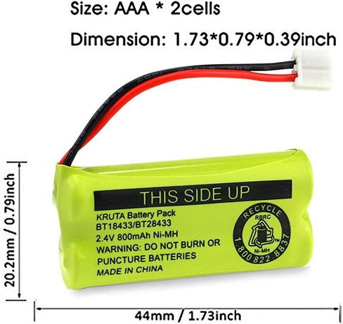 BT18433/BT28433 BT184342 BT284342 BT1011 BT-1011 800mAh 2.4V Replacement Cordless Phone Battery Compatible with CS6209 CS6219 CS6229 DS6151 89-1330-01-00 CPH-515D in Kuwait