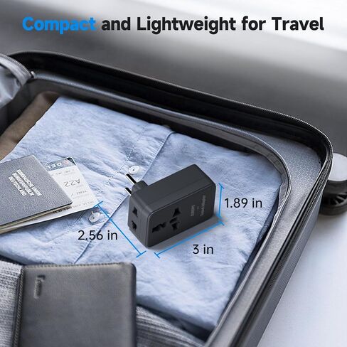 محول قابس السفر الأوروبي من FUNPRO، قابس طاقة دولي مع منافذ USB C، ومنافذ USB A، ومنفذ عالمي، ومنفذ أمريكي للولايات المتحدة إلى معظم أوروبا والاتحاد الأوروبي وأيسلندا وإسبانيا وإيطاليا وفرنسا وألمانيا in Kuwait
