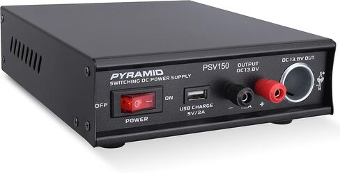 Pyramid-PSV150 Desktop Bench Power Supply, AC-to-DC Power Converter with USB Charge and Vehicle Cigarette Lighter Socket (12 Amp) - Black in Kuwait