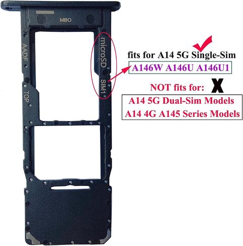 ubrokeifixit Galaxy A14 5G A146U1 Micro SD Card Tray، فتحة واحدة لبطاقة Sim واحدة بديلة لهاتف Samsung Galaxy A14 5G A146U1 A146W A146U 6.6 بوصة 2023 (A146U-أسود) in Saudi Arabia