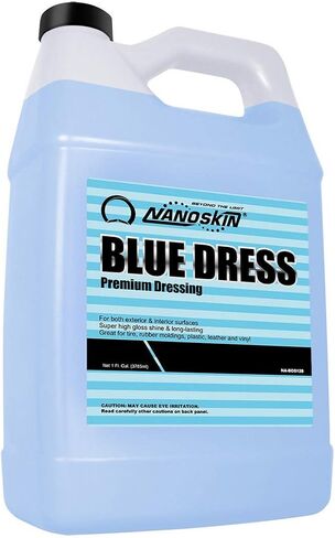 Nanoskin BLUE DRESS Premium Dressing - Sprayable Interior & Exterior Dressing| Works on Tire, Vinyl, Rubber, Plastic & Trim | Safe for Cars, Trucks, Motorcycles, RVs, Light Blue, 128 Fl Oz (Pack of 1) in Saudi Arabia