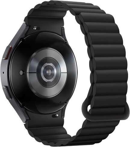 أساور HITZEE متوافقة مع Samsung Galaxy Watch 6/5/4 Band 40mm 44mm/Watch 6 Classic Band 43mm 47mm/Watch 5 Pro 45mm/Watch 4 Classic، حزام رياضي مغناطيسي من السيليكون 20 مم للنساء والرجال، أسود in Kuwait