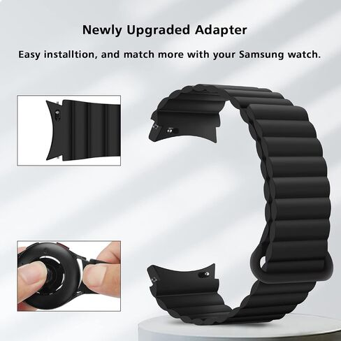 أساور HITZEE متوافقة مع Samsung Galaxy Watch 6/5/4 Band 40mm 44mm/Watch 6 Classic Band 43mm 47mm/Watch 5 Pro 45mm/Watch 4 Classic، حزام رياضي مغناطيسي من السيليكون 20 مم للنساء والرجال، أسود in Kuwait