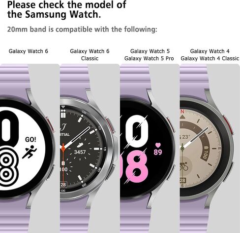 أساور HITZEE متوافقة مع Samsung Galaxy Watch 6/5/4 Band 40mm 44mm/Watch 6 Classic Band 43mm 47mm/Watch 5 Pro 45mm/Watch 4 Classic، حزام رياضي مغناطيسي من السيليكون 20 مم للنساء والرجال، أسود in Kuwait