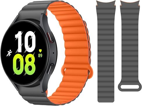 أساور HITZEE متوافقة مع Samsung Galaxy Watch 6/5/4 Band 40mm 44mm/Watch 6 Classic Band 43mm 47mm/Watch 5 Pro 45mm/Watch 4 Classic، حزام رياضي مغناطيسي من السيليكون 20 مم للنساء والرجال، أسود in Kuwait