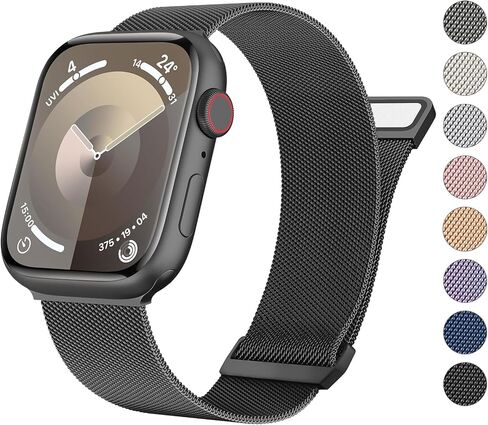 Mugust سوار مغناطيسي من الفولاذ المقاوم للصدأ متوافق مع Apple Watch Band Series 9 8 7 41mm 45mm / Ultra/Ultra 2 49mm / Series 3 38mm 42mm /Series 6 5 4 SE 40mm 44mm، سوار معصم شبكي معدني بديل لسوار iWatch للنساء والرجال in Kuwait