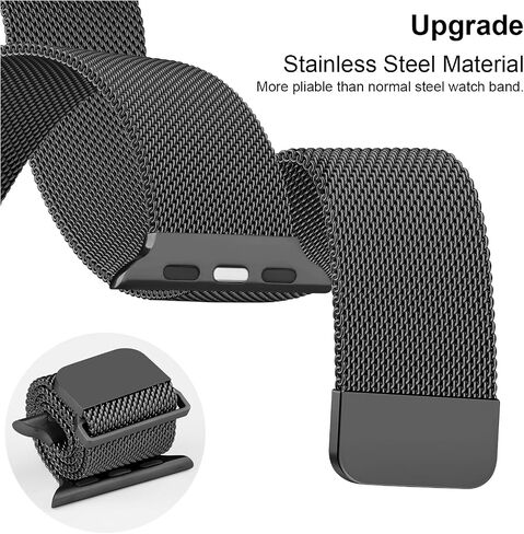 Mugust سوار مغناطيسي من الفولاذ المقاوم للصدأ متوافق مع Apple Watch Band Series 9 8 7 41mm 45mm / Ultra/Ultra 2 49mm / Series 3 38mm 42mm /Series 6 5 4 SE 40mm 44mm، سوار معصم شبكي معدني بديل لسوار iWatch للنساء والرجال in Kuwait