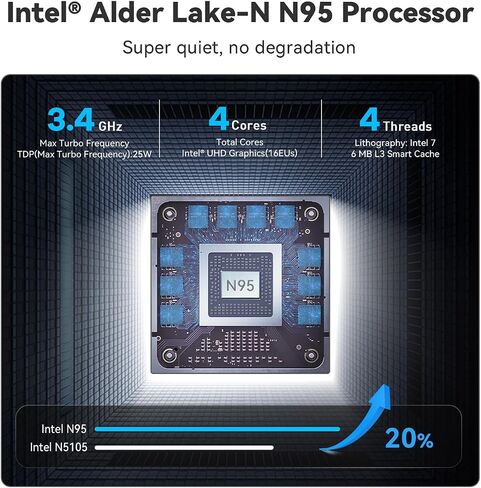 Beelink N95 Intel 12th Mini PC MINIS 12 4C/4T MAX 3.4Ghz، 8GB DDR4 & 256GB SSD WiFi 5، كمبيوتر مكتبي مزدوج HDMI 4K يعرض خدمة منزلية PLEX، فك تشفير AV1، كمبيوتر ألعاب منخفض الطاقة in Kuwait