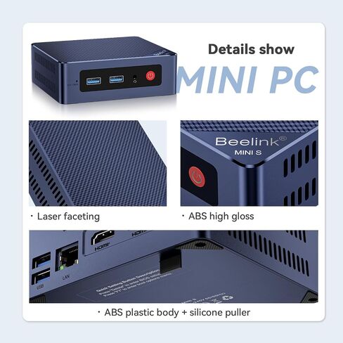 Beelink N95 Intel 12th Mini PC MINIS 12 4C/4T MAX 3.4Ghz، 8GB DDR4 & 256GB SSD WiFi 5، كمبيوتر مكتبي مزدوج HDMI 4K يعرض خدمة منزلية PLEX، فك تشفير AV1، كمبيوتر ألعاب منخفض الطاقة in Kuwait