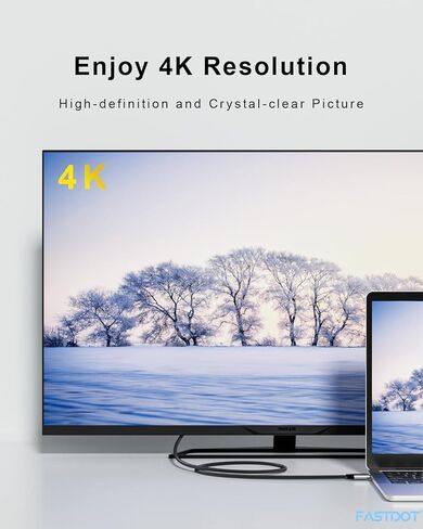 كابل Fastdot USB C إلى HDMI بطول 6 أقدام/1.8 متر (4K@30 هرتز)، كابل HDMI متوافق مع Thunderbolt 3 USB من النوع C متوافق مع MacBook Pro MacBook Air iPad Pro iMac ChromeBook Pixel in Kuwait