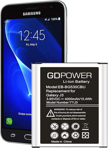 بطارية YINGYKJ Galaxy J3، بطارية بديلة مطورة 4000 مللي أمبير في الساعة EB-BG530CBU EB-BG530CBZ لهاتف Samsung Galaxy Grand Prime SM-G530، Galaxy J3 Prime J327A، J327T، J337A، J337T، Galaxy J3 Emerge Battery in Kuwait