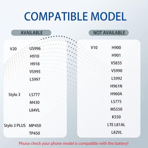 بطارية Soseeiu LG V20، (𝟮𝟬𝟮𝟰 𝗡𝗲𝘄 𝗨𝗽𝗴𝗿𝗮𝗱𝗲𝗱) بطارية بديلة لجهاز LG V20 BL-44E1F H910 H918 LS997 US996 VS995,Stylo 3/Stylo 3 بالإضافة إلى بطارية احتياطية 3200 مللي أمبير في الساعة 3.85 فولت/12.3 وات في الساعة in Saudi Arabia