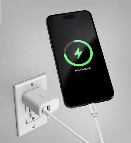 شاحن Jaagd 20 واط لأجهزة iPhone وiPad، مجموعة شاحن حائط مزدوج USB C وUSB مع كابل Lightning من النوع C متوافق مع iPhone 14/13/13 Pro/13 Pro max/iPhone 12/12 Pro max/X والمزيد in Saudi Arabia