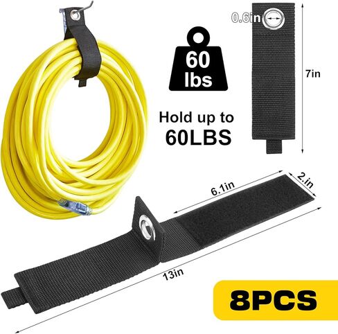 Moyisea تمديد الحبل المنظم 8 حزمة 13 بوصة تمديد الحبل حامل الثقيلة 2 بوصة واسعة تخزين الحبل منظم منظم الكابلات ل RV، خرطوم، أداة، منظمات المرآب والتخزين in Kuwait