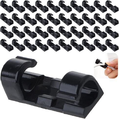SETHAN Cord Clips, 40Pcs Premium Self-Adhesive Wire Clips, Strong Multifunctional Cord Holder Wire Organizer, Sticky Cable Clamp for Home Office Car TV PC Laptop Desktop Management (Black) in Kuwait