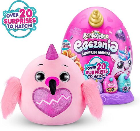 Rainbocorns Eggzania Surprise Mania Series 1 (Kitten) by ZURU, Collectible Plush Stuffed Animal, 5 Mini Eggs, Stickers, DIY Jewelry, Slime, Ages 3+ for Girls, Children in Kuwait