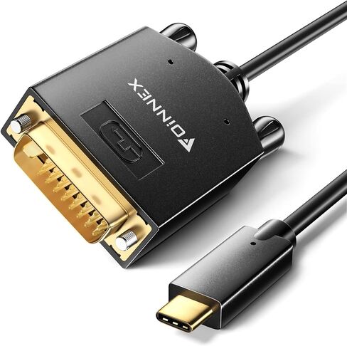 FOINNEX USB to DVI 6.6FT, USB C to DVI Cable, 4K@30Hz Type-C to DVI-D Adapter Compatible with Thunderbolt 3/4 for MacBook Pro/Air, Surface Book 2, Dell XPS 13, Galaxy S10, Pixelbook and More in Kuwait