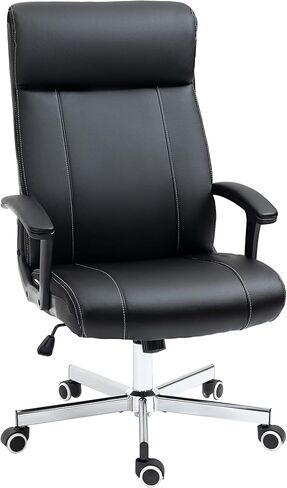 Vinsetto Executive Office Chair, PU Leather Computer Chair with 360 Degree Swivel Wheels, Adjustable Height, Tilt Function, Black in Kuwait