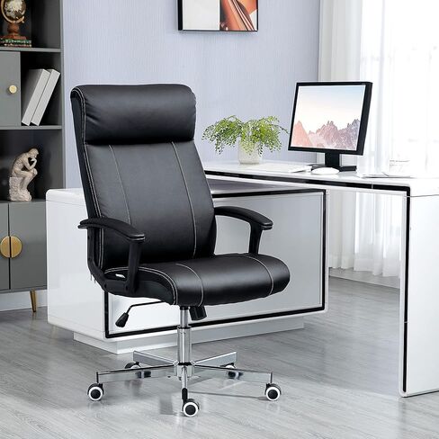 Vinsetto Executive Office Chair, PU Leather Computer Chair with 360 Degree Swivel Wheels, Adjustable Height, Tilt Function, Black in Kuwait