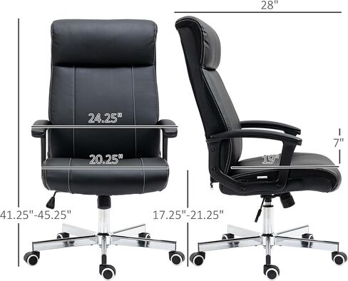 Vinsetto Executive Office Chair, PU Leather Computer Chair with 360 Degree Swivel Wheels, Adjustable Height, Tilt Function, Black in Kuwait