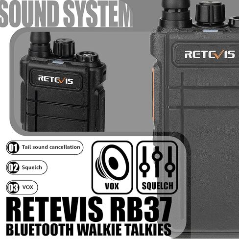 Retevis RB37 New Version,Bluetooth Walkie Talkies for Adults,Two Way Radio with Earpiece,VOX,2000mAh,Type-c,Wireless Walkie Talkies (1 Pack) in Saudi Arabia
