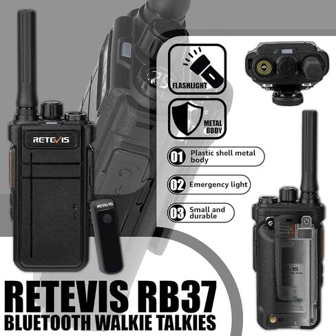 Retevis RB37 New Version,Bluetooth Walkie Talkies for Adults,Two Way Radio with Earpiece,VOX,2000mAh,Type-c,Wireless Walkie Talkies (1 Pack) in Saudi Arabia