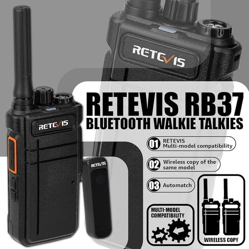 Retevis RB37 New Version,Bluetooth Walkie Talkies for Adults,Two Way Radio with Earpiece,VOX,2000mAh,Type-c,Wireless Walkie Talkies (1 Pack) in Saudi Arabia