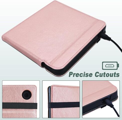 DMLuna Case for Kobo Libra 2 7" 2021 Release, Ultra Slim Lightweight Folio Stand Premium PU Leather Protective Cover with Auto Sleep/Wake Function, Rose Gold in Kuwait