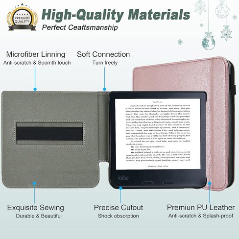 DMLuna Case for Kobo Libra 2 7" 2021 Release, Ultra Slim Lightweight Folio Stand Premium PU Leather Protective Cover with Auto Sleep/Wake Function, Rose Gold in Kuwait