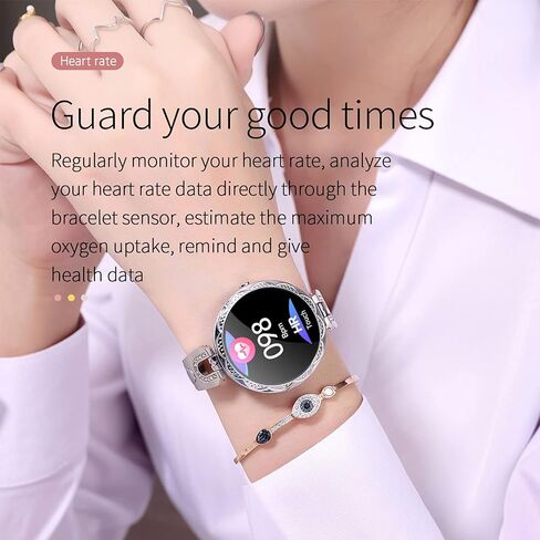ساعة ذكية للنساء لهواتف Android iOS، متتبع اللياقة البدنية، مراقب معدل ضربات القلب، مقاومة للماء، متتبع النشاط، عداد الخطى، عداد السعرات الحرارية، متتبع النوم، ممارسة الرياضة، أزياء فاخرة للسيدات، ساعة ذكية in Kuwait