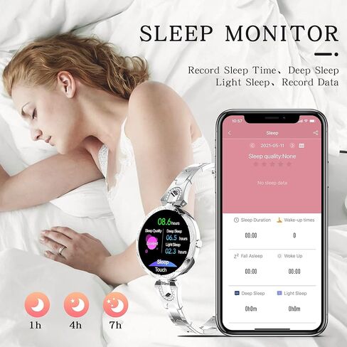ساعة ذكية للنساء لهواتف Android iOS، متتبع اللياقة البدنية، مراقب معدل ضربات القلب، مقاومة للماء، متتبع النشاط، عداد الخطى، عداد السعرات الحرارية، متتبع النوم، ممارسة الرياضة، أزياء فاخرة للسيدات، ساعة ذكية in Kuwait