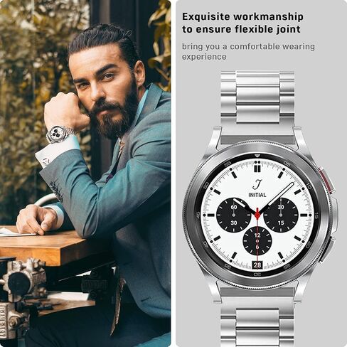 أحزمة لساعة Samsung Galaxy Watch 6 Classic 47mm/43mm، وWatch 6 40/44mm، وGalaxy Watch 5 40/44/45mm، وGalaxy Watch 4 40/44/42/46mm، وGalaxy Watch 6/5/4 بسوار للرجال والنساء من الفولاذ المعدني حزام العصابات in Kuwait