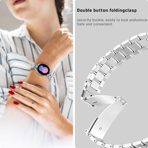 أحزمة لساعة Samsung Galaxy Watch 6 Classic 47mm/43mm، وWatch 6 40/44mm، وGalaxy Watch 5 40/44/45mm، وGalaxy Watch 4 40/44/42/46mm، وGalaxy Watch 6/5/4 بسوار للرجال والنساء من الفولاذ المعدني حزام العصابات in Kuwait