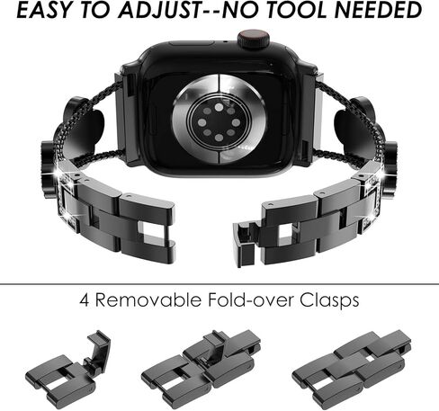 Surace متوافق مع أحزمة ساعة Apple الذهبية مقاس 40 مم للنساء، حزام معصم معدني من الفولاذ المقاوم للصدأ من الفولاذ المقاوم للصدأ الماسي والمجوهرات مع حافظة واقية من البولي كربونات اللامعة لسلسلة iWatch 6/5/4 SE، ذهبي/قوس قزح in Kuwait