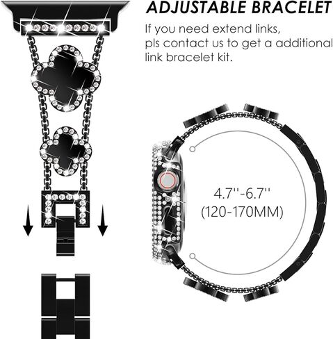 Surace متوافق مع أحزمة ساعة Apple الذهبية مقاس 40 مم للنساء، حزام معصم معدني من الفولاذ المقاوم للصدأ من الفولاذ المقاوم للصدأ الماسي والمجوهرات مع حافظة واقية من البولي كربونات اللامعة لسلسلة iWatch 6/5/4 SE، ذهبي/قوس قزح in Kuwait