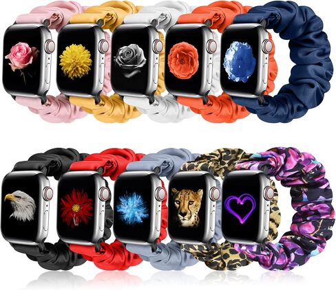 Fimpressiont 10 Packs Compatible with Apple Watch Bands Scrunchies 38mm 40mm 41mm 42mm 44mm 45mm 49mm Women Girls Cute Pattern Fabric Wristbands Straps Band for iWatch Ultra/Ultra 2 Series 9/8/7/6/5/4/3/2/1/SE in Saudi Arabia